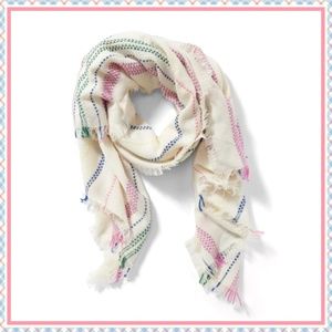 Pastel Pink Stripe Fringed Scarf